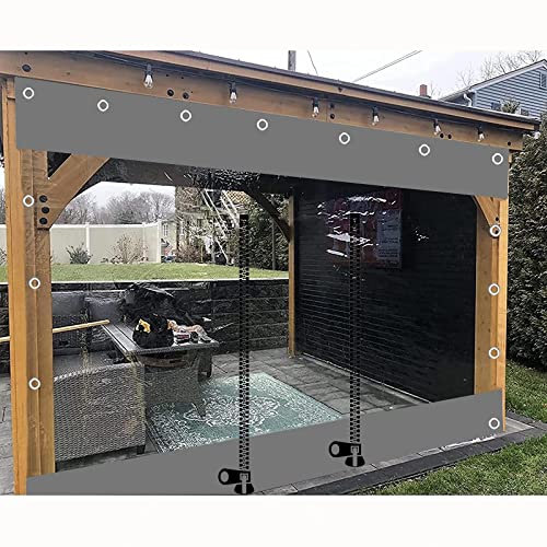 Waterproof Clear Tarp Curtains,Outdoor Pvc Transparent Tarpaulin Side Panels,With Zip,Pergola Patio Porch Gazebo Weatherproof Partition Curtains,With Eyelets,Customizable,L×H-2.8×2.2m(9.2*7.2ft)