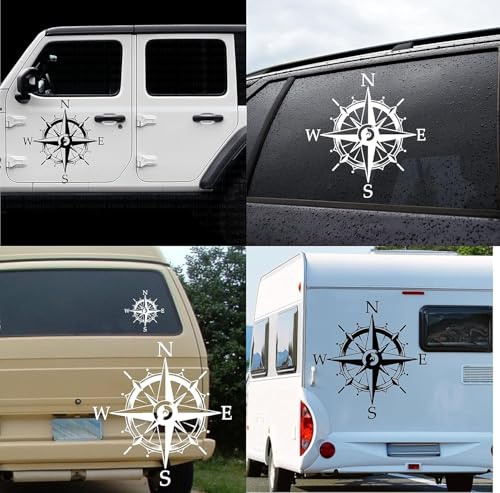 myrockshirt Kompass Aufkleber Kompassrose Polarstern Peronalisierbar&Größenwahl Camper Wohnwagen Truck Wohnmobil Himmelsrichtung Outdoor Van