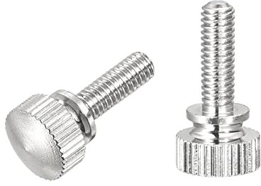 sourcing map Knurled Thumb Screws, M4x12mm Brass Shoulder Bolts Grip Knobs Fasteners, Nickel Plated 2Pcs