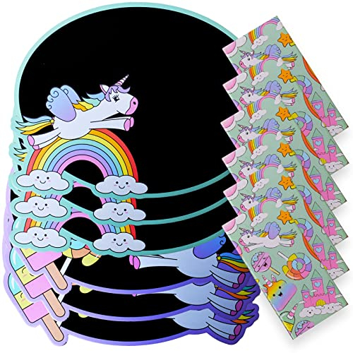 TE-Trend 6 pizarras infantiles con diseño de unicornio, pizarra para niños, con tiza para pintar, regalo multicolor