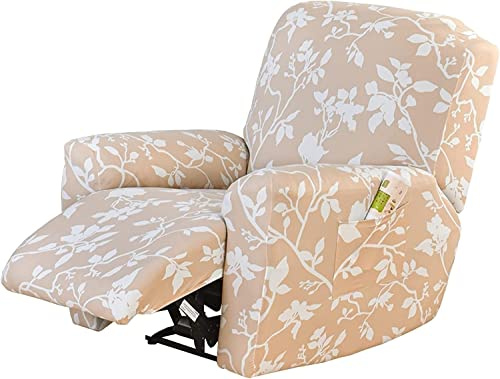 SDNAM Sesselschoner für Relaxsessel 4-Teilig Alleine Waschen mit Seitentasche,Fernsehsessel Bezug Separat Gereinigt Stretch Husse Relaxsessel Sesselbezug (Color : #30)