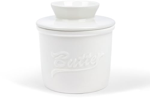 fanquare Weiß Butterdose Porzellan mit Deckel, Runder Butterbehälter fur Französische Butterdose und Weiche Butter