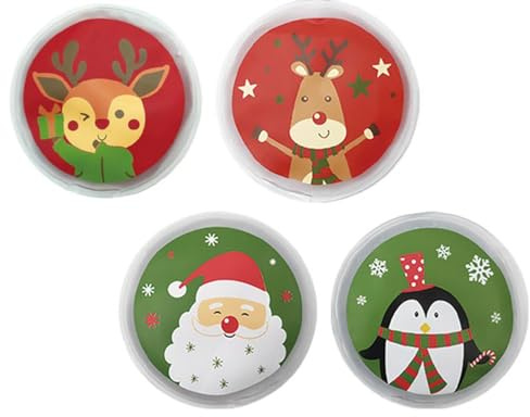 Taschenwärmer Weihnachtsfreunde (4er Set) - Rentier, Pinguin und Weihnachtsmann - Wichtelgeschenk, Handwärmer, Taschenheizkissen