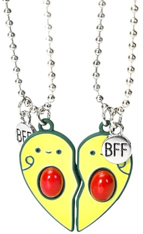 CVDYWDJIE 1 par de cadenas de amor de aguacate, cadenas de amistad para niñas, collares Bff, cadenas magnéticas empalmadas, regalos adecuados para novias y mejores amigas, Zinc