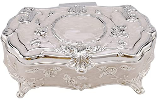 Vintage-Modebox, weiße Emaille-Zinklegierung, Metall-Schmuckkästchen, Blumen-Geschnitzte Zahnstocher-Aufbewahrung (weiß, 10,2 x 5,5 x 4 cm)