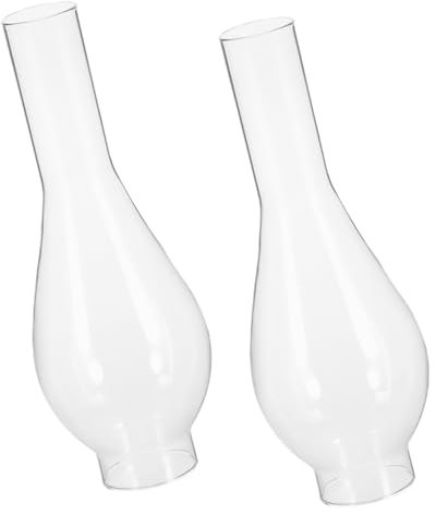 SEWOART 2stücke Glas Lampenschirm Für Öl Lampe Ersatz Schornstein Petroleumlampe Windschutz Wohnkultur Vintage Design Einfach Installieren Klar Helles Licht