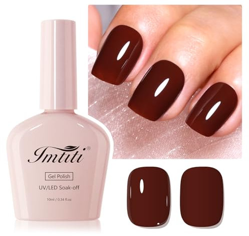 Imtiti Maroon Brown Gel Nail Polish, 1Pcs Chestnut Brown Gel Polish Soak Off UV LED Gel Polish, Long Lasting, Nail Art Manicure Salon DIY at Home for Autumn and Winter (0.34 Fl Oz)