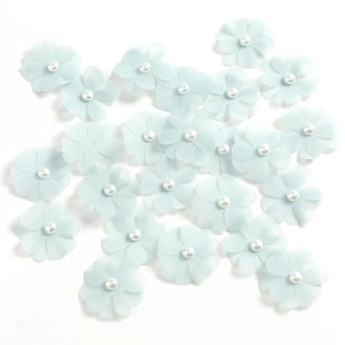 KRVDGR 30/50 Stück künstliche Blumen, Rosenblüten, DIY, Brautkleidung, Basteldekor für Heimdekoration, Kuchenzubehör, Blau, 30 Stück