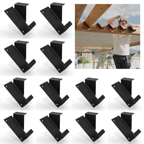 ORIGLE 6 Pair Joist Hanger for 2x4, 45° Degree Louver Brackets, Black Powder Coated Face Mount Joist Hangers, Hurricane Ties for Rafters,Tie Brackets for Floor Deck and Ceiling Joists
