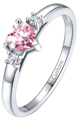 Supcare Ringe für Damen Mädchen Namenringe mit Geburtsstein Versprechen Ring Kupfer Fingerring mit Grvaur Verlobungsring Hochzeitsring Zirkonia Promise Ring Personalisiert Modeschmuck für Geburtstag