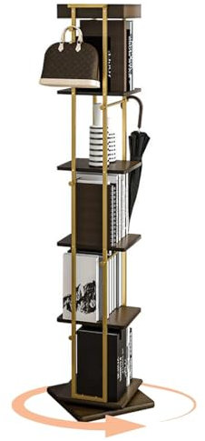 HARELA Drehbares Bücherregal 5 Ebenen Freistehend Drehregal, Metall Bücherregal Bodenstehendes, 360° Frei Drehbar Bücherturm, Dekoregal, Lagerregal, Für Wohnzimmer, Schlafzimmer, Büro