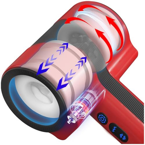 Masturbieren für Männer Elektrisch, Doppelhülle mit Stoß Rotation Vibration Sex Spielzeug für die Männer, Blowjob Taschenmuschi Sexmaschine Masturbator Realistisch, YAWNSHE Penis Vibrator Sexspielzeug