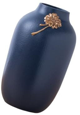 GRIRIW Vase Blumentopf Aus Keramik Heimdekoration Pflanzenbehälter Heimtextilien Pflanzgefäß Aus Keramik Hydroponische Verzierung Blue Einfarbig Glasiertes Porzellan