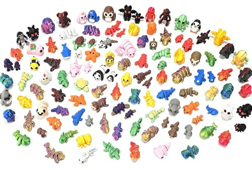 80pcs Mini Animal Figurines Set,3D Printed Little Animals Articulated Flexible Fidget Toy,Mini Animal Figurines Toy,Cute Animal Toys for Home, Office, Decor(Animals Shipped Randomly)