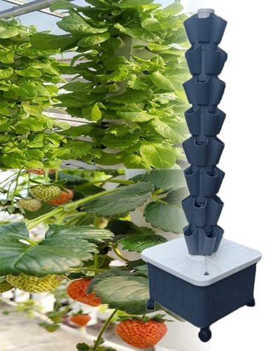 Soilless Cultivation Hydroponic Planting Columns,Vertical Hydroponics Garden Grow Tower,Hydroponics Growing Tower,Vertical Tower Planters,Gray-8-layer
