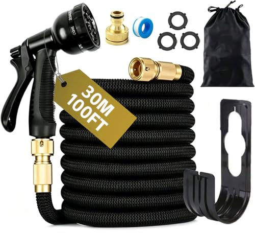 Blendra Expandable Garden Hose 100FT 30M - Hosepipes for Garden Hose Pipe with 8-Way Spray Nozzle (3/4 & 1/2 Connectors) for Outdoor Gardening, Lightweight Durable, Lawn Care & Home Use
