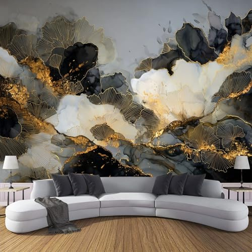 CDXNORA 3D Abstract Wallpaper Murals,Dark Grey Murals, Ink Marble Wallpaper for Bedroom Living Room Decor 300×210cm Artwork Background Wall Stickers (Not Self-Adhesive)