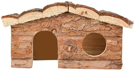 Hamsterkäfig Eckhaus Kleintierversteck Hüttenhaus Käfig Zubehör Rinde Dach Holz Unterstand für Nagetiere Rinde Dach Hamster
