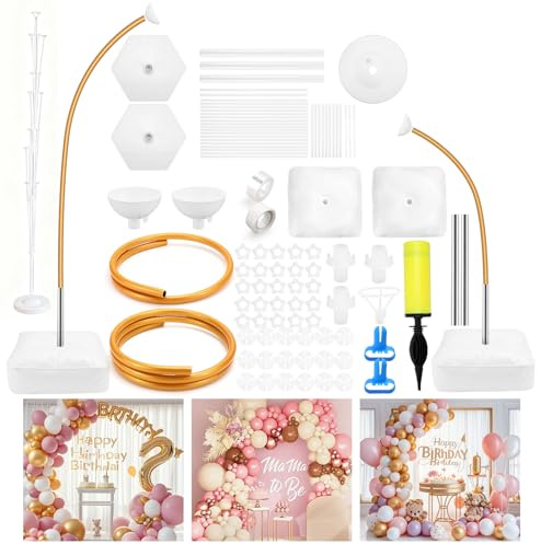 Arco para globos, soporte para globos, kit de 2,5 m y 1,5 m con soporte para árbol de globos, curvado libre, decoración de fiestas, juego para bodas, cumpleaños, graduación