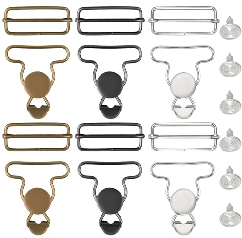 loghohu 6 Sets Schnallen für Latzhosen,Verstellbare Overalls Ersatzschnallen,Metall Latzhose Clips mit Rechteckige Schnalle,Ersatz Schnallen und Verschlüsse für Jeans Hosenträger Latzhosen Nähzubehör