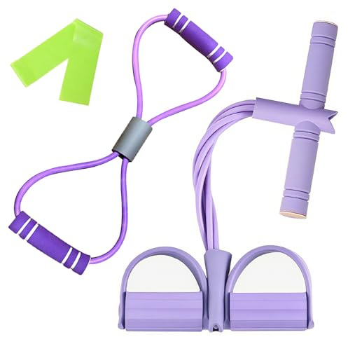 LIULINY Fascia di Resistenza a Pedale, Fascia di Resistenza a Forma di 8, Corda Elastica con 6 Tubi, Elastici per Allenamento Utilizzato per Allungare L'addome, Adatto per e Yoga (Viola)