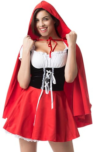 Disfraz de Caperucita Roja para mujer, vestido de Navidad, vestido de bruja, disfraz de Caperucita Roja, disfraz para adultos, anime, cosplay, juego de fantasía, uniformes, Halloween, fiesta