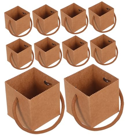 jojofuny 50 Stück Kraftpapier Blumentaschen mit Henkel Stabile Geschenktaschen für Sukkulenten Mini-bouquets und Zimmerpflanzen Praktische Papiertragetaschen für Pflanzen
