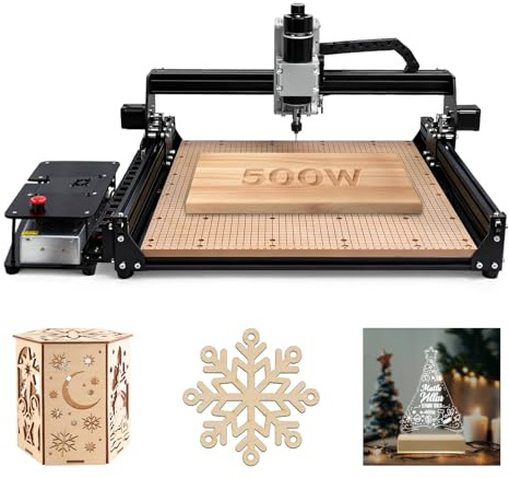 3-Axis CNC Router Machine, 500W Spindle Wood Engraver Machine, 16.9″ × 15.4″ Large Working Area, CNC Engraving Machine with Z Probe & Offline Controller, Wood Acrylic MDF Nylon Routing Milling Carving