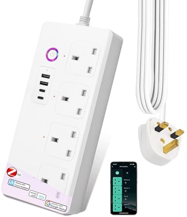 Jinvoo Zigbee Smart Power Strip, Surge Protector, USB Power Outlet 5 ft Extension Lead Plug Zigbee Power Strip Compatible with Alexa, Google, Requires a hub