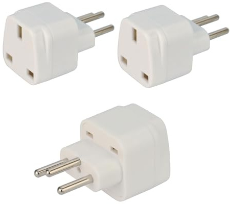 UK to Swiss Plug Adapter, 3 Pack Switzerland Plug Adapter, Grounded Swiss Plug, Travel Adapter for Switzerland, Jordan, Liechtenstein, Madagascar, Rwanda and More, Type J, White
