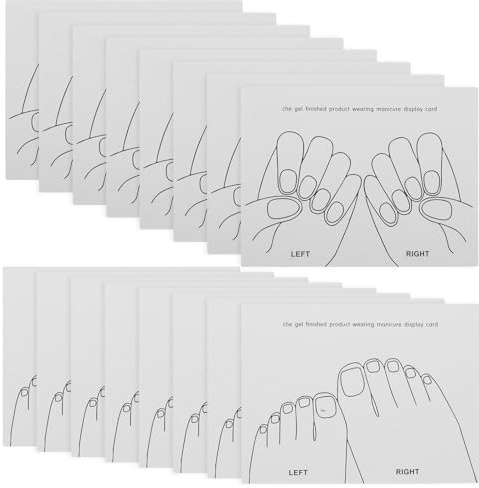 LALADEFIEE Présentoir de 40 Cartes pour Nail Art 20 Cartes Main en Carton Blanc Réutilisable Nuancier Professionnel pour Échantillons de Vernis à Ongles et Démonstration de Modèles