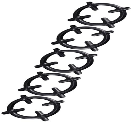 TOYANDONA Support de Brûleur en Fonte Noire 5 Pièces pour Cafetière Moka, Support de Casserole pour Cuisson sur Réchaud Gaz, Accessoire Camping Stable et Résistant