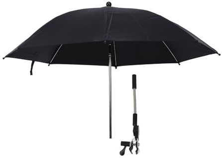 LjwZekyrnt Sombrilla para niños con clip para cochecito de bebé, sombrilla para protección solar, paraguas para cochecito de bebé, universal, con abrazadera ajustable de 360 grados para (negro)