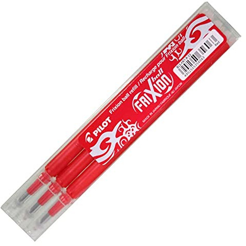 Pilot Pen 2261002F - Ersatzminen Tintenroller Frixion Ball, Stärke 0,7 mm, Schreibfarbe rot, radierbar, 3 Stück