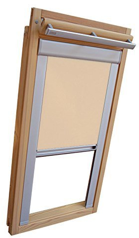 Hochwertiges Verdunkelungsrollo Rollo mit Seitenschienen für Velux DKL/DKU-EP GGU,GPU,GHU,GTU M08 beige-karamell // Verdunkelungsrollo/Verdunkelungs-Rollo/Fensterrollo