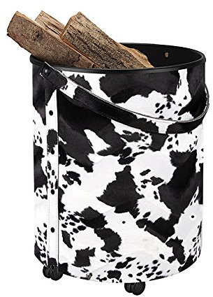 Schössmetall Holzkorb Rumba-Mucca in Kuhfell- Optik mit Rollen | 04220270