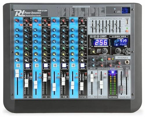 Power Dynamics PDM-S1204 12-Kanal-Mischpult mit MP3, DSP, USB und Bluetooth