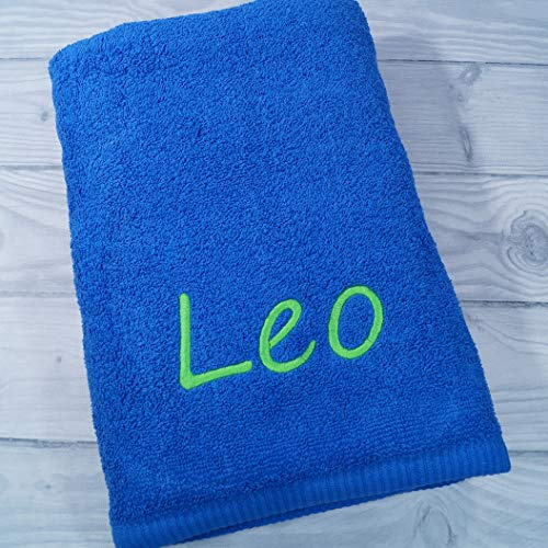 Generisch Personalisiertes Handtuch mit Namen oder Text – Dunkelblaues Frottee Handtuch 50x100 cm aus 100% Baumwolle – 500 g/m² – Bestickt – Oeko-TEX - Geschenk (Dunkelblau, 50 x 100 cm)