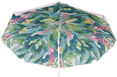 zeitzone Sonnenschirm Palmenblätter Tropisch Oberseite Rosa Knickbar Erdspieß Ø 160cm