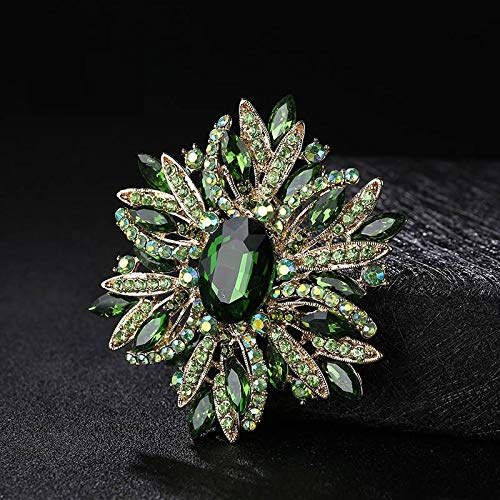 PRAK Brosche, Grün, Modern, Emaille, Strass, Broschenverschluss, Schmuck, Unisex, 1 Count