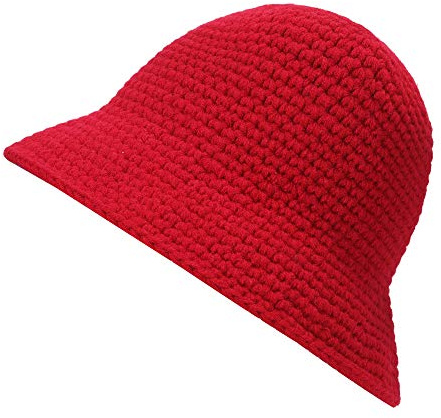 ZLYC Damen Winter Fischerhut Mode Strick Cloche Mütze Einfarbiger Warm Hut (Festes Rot),Einheitsgröße
