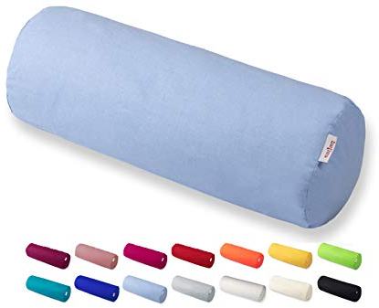 beties Basic Nackenrollenbezug ca. 15x40 cm Kissenhülle 100% Baumwolle in vielen fröhlichen Uni-Farben (hellblau)