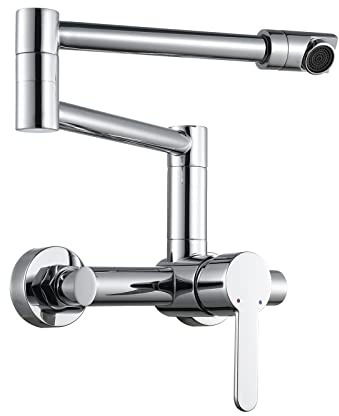 ESOP - Mezclador de cocina plegable para grifo de fregadero giratorio, cromado, monomando