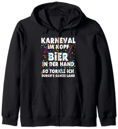 Karneval im Kopf Konfetti Kostüm Fasching Fastnacht Party Kapuzenjacke