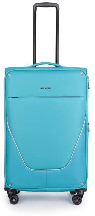 Stratic Strong Koffer Weichschale Reisekoffer Trolley Rollkoffer Handgepäck, TSA Kofferschloss, 4 Rollen, Erweiterbar, Größe L, Petrol