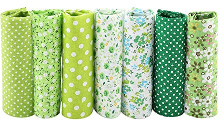 7 Stück Baumwollstoff, 50 x 50 cm Patchwork Stoffe, Stoffpaket zum Quilten DIY Patchwork Stoff zum Quilten DIY Basteln Handwerken(Grün)