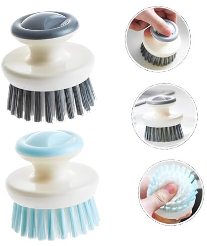 Scrub Brush with Handle | Brush for Dishwashing | Kitchen Sink Cleaning | Multiuse Handheld Scrubbing Cleaner for pots, pans and kitchen tasks | (2pc)