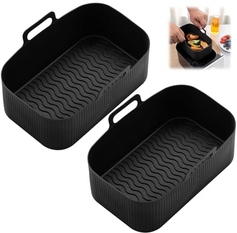 2 Piezas Moldes de Silicona para Freidora de Aire | Accesorios Air Fryer para Freidora de Aire Doble para Freidora de Aire, Horno y Microondas