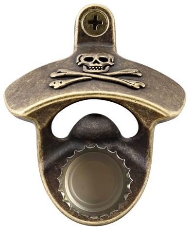 HAIICEN Magnetic Wall Mount Bottle Opener Antique Bronze Skull Mountable Beer Bottle Opener with Magnets for Wooden Caddy Table