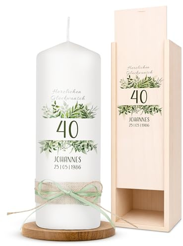 AMARI ® Geburtstagskerze personalisiert - Happy Birthday Kerze (002.05.01)- Personalisierte Kerzen - Geschenk - Kerze mit Namen - Kerze Geburtstag, 16. 18. 20. 21. 30. 40. 50. 60. 70. 80. 90. 100.